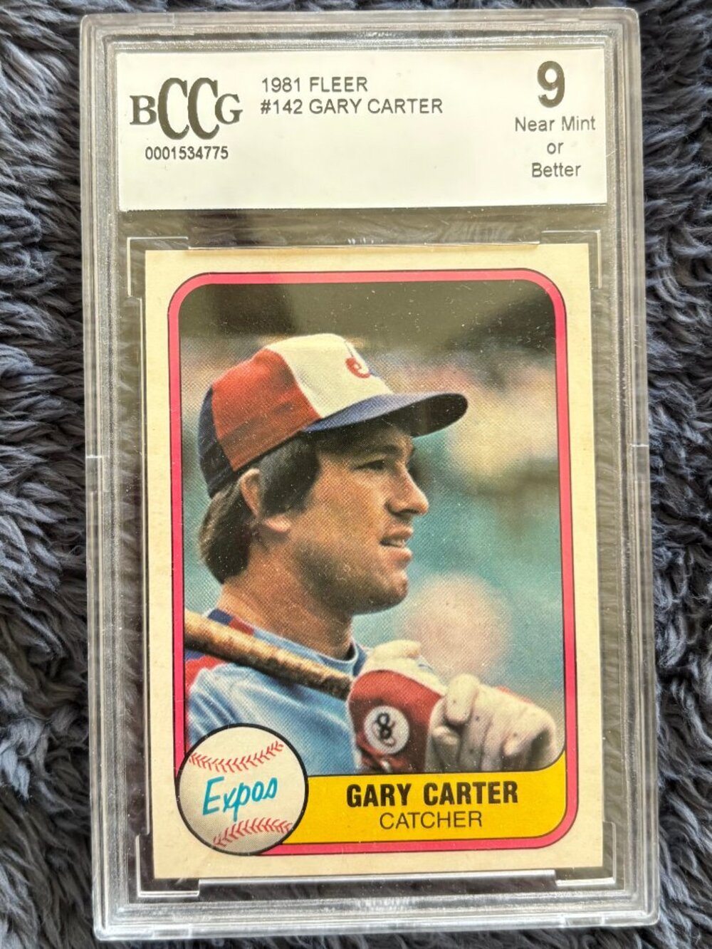 1981 Fleer Gary Carter #142 BCCG 9 Graded Montreal Expos Card